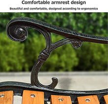 Rsmmpqa Park Garden Benches Outdoor Bench, Cast Iron e and Anticorrosive Solid Wood Weatherproof Terrace Benches, 2-3 Seats Bench