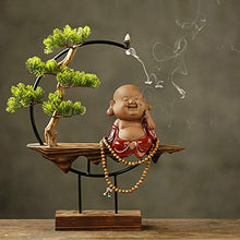 Plants with Wooden Base Buddha Sculpture and Incense Seat for Home Office Décor Bonsai Tree (Color : B) (A)