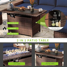 UOPYNE 10 Piece Patio Furniture Set with Fire Pit Table and Swivel Chairs, Rattan Outdoor Sectional Patio Conversation Sets with Seat Cushions for Backyard Deck Balcony Lawn and Garden
