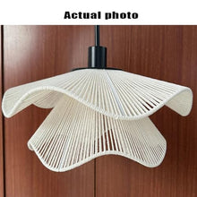 Hemp Rope Chandelier for Dining Room,Boho Pendant Light with 2-Tier Woven Design Adjustable Chain, Coastal Lighting Fixture for Kitchen Island, Bedroom, Entryway(No Bulb Included)(Beige,11.8in)