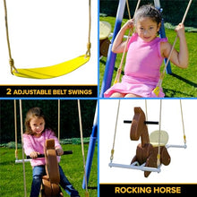 Sportspower Outdoor Super 8 Metal Swing Set with Slide & Swings Yellow/White/Blue