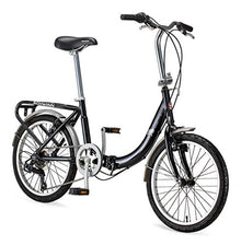 Schwinn Loop Adult Folding Bike 20-inch Wheels 7-Speed Drivetrain Rear Cargo Rack Carrying Bag Black