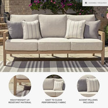 Signature Design by Ashley Hallow Creek Outdoor Sofa with Cushion, Heavyweight Resin Polymer and High Performance Fabric, for Patios and High-Wind Areas, Driftwood, 76" W