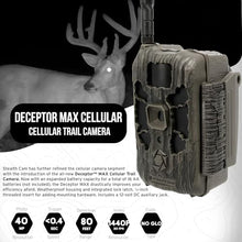 Stealth Cam 40MP Deceptor Max Cellular Trail Camera Bundle with Solar Panel, Card Reader, and 32GB Memory Card (11 Items)