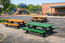 Frog Furnishings Frame Table and Bench Seat Heavy Duty Rectangular Portable Outdoor and Good Base All Weather Backyard Poolside Dining Party Garden Patio Lawn- Green Slat (6ft.Ada)