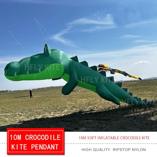 Yingfeida Large 10m Green Crocodile Inflatable Kite Ripstop Nylon