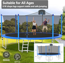 Lyromix 16FT Outdoor Trampoline with Basketball Hoop Morandi Blue