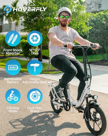 HOVERFLY 16" Folding Electric Bike 350W White