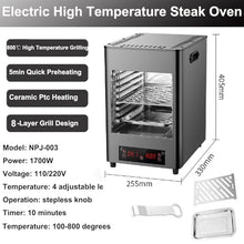 1700w Stainless Steel Automatic Steak Broiler,Electric Steak Broile W/Glove,Small Home Camping Oven Steak Cooker Machine -Touch Button/800℃ High Temperature/8-Layer Grill/Timer 30 Min,A