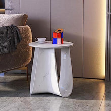 WAOCEO Side Table 17.7'' Side Table, White End Table Ideal for Living Room Bedroom, Plant Stand for Balcony,Side Tables Small Coffee Table for Indoor & Outdoor End Table
