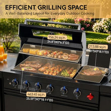 85" Modular Outdoor Kitchen Island,4-Burner 72,000 BTU Stainless Steel Propane Grill with Side Burner,Infrared Burner,Sink,Storage Cabinets,and Granite Countertop.Gas Grill for Backyard & Patio BBQ.