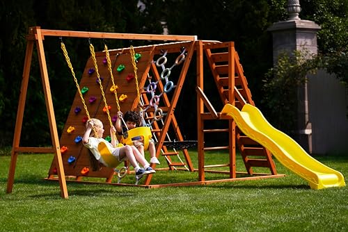 Avenlur Sycamore Ultimate Climbing Set with Swings & Trapeze Bar Colorful