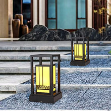 PAOOPA Landscape Path Light, Outdoor Post Light Fixture,Outdoor Bollard Lighting for Lawn, Patio, Courtyard and Driveway Decoration, Black,25x22x47cm