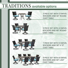 Hanover Traditions 3-Piece Patio Bistro Set with Cushioned Wicker Back Rocker Chairs and Round Table Blue