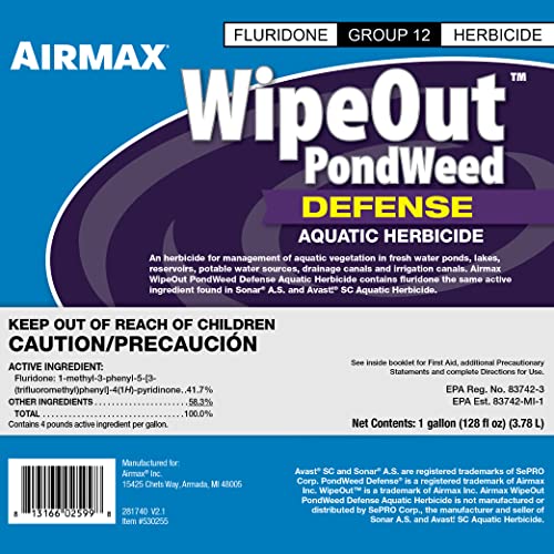 Airmax Wipeout Pond Weed Defense Herbicide & Aquatic Weed Control, 32 Ounce