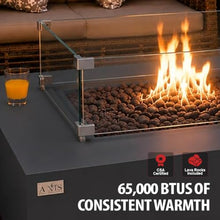 AMS 40" Square Concrete GFRC Propane Gas Fire Pit Table Bundle (Dark Gray)