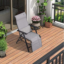 Zero Gravity Reclining Lounge Chair with 90-160° Backrest Adjustment, Outdoor Zero Backrest Patio Lounge Chair, Folding Pool, Beach, Camping, Lawn Chair, Indoor Office Sunbathing Deck SUP (Gray)
