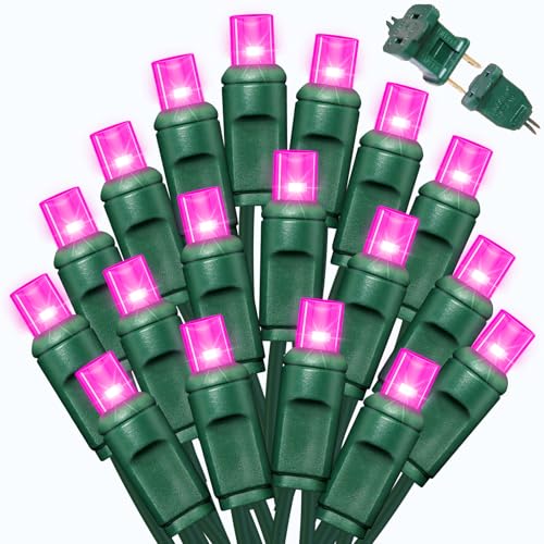 LAMPHOME Pink Valentine's Light, 1200LED (24pk of 50L) Mini Christmas String Lights,Pink Lights for Outdoor Valentine's Day Garland Wedding Party Xmas Tree Decoration,Commercial Grade