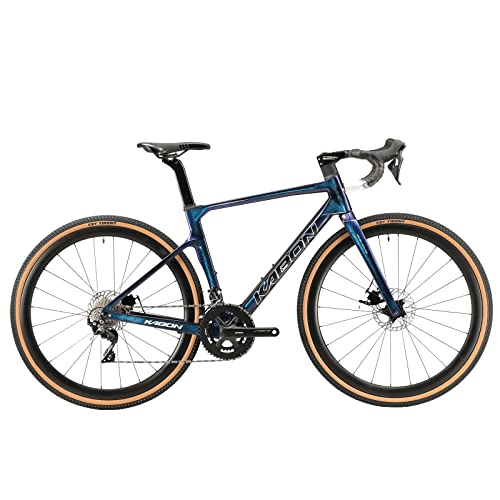 KABON Carbon Gravel Road Bike 700C 18 Speeds Drivetrain Disc Brakes Racing Bicycle Chameleon Blue