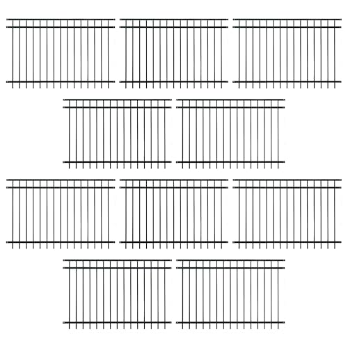 Fencer Wire Heavy Duty Flat Top Fence Barrier Panel 4FT x 6FT Black, Pack of 10