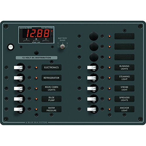Blue Sea Systems 8403 DC Panel 13 Position with Multimeter