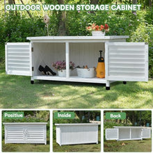 Outdoor Storage Cabinet with Double Doors Durable Garden Potting Bench Table and Wooden Storage Cabinet for Outdoor Use (A 110x55x57.5cm)