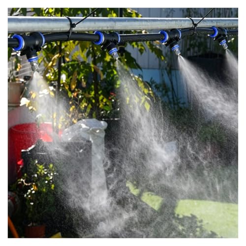 PYYDJQ Water Hose Mister System Assemble, Garden/Livestock Farms/Greenhouse Misting Sprinkler Kit with Water Filter, Dust-Suppression Misters Spraying Kit(40m/131')
