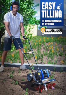 Wild Badger Power Garden Tiller 53cc Mini Cultivator 15 inch Powerful Liftable Booster Rod Tilling Tool for Lawn, Garden and Field Soil Cultivation