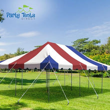 Party Tents Direct 20' x 30' Weekender Pole Canopy, Red White & Blue Top