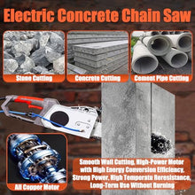 Electric Concrete Chainsaw with Diamond Chain, 2 Chains & 2 Guide Bars, 35CM Handheld Wet Cutting Machine for Granite, Reinforced Concrete, and Masonry Work