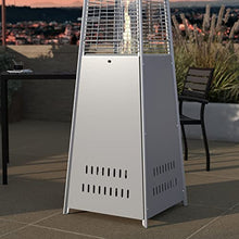 Taylor & Logan Blaise Silver Stainless Steel Outdoor Pyramid Propane Patio Heater with Wheels - 42,000 BTU