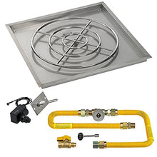 American Fire Glass Spark Ignition Fire Pit Kit (SS-SQPKIT-N-36H), Square Bowl Pan, Natural Gas, 36-Inch Pan/24-Inch Burner