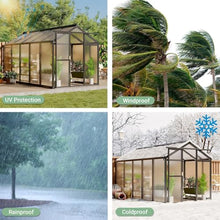 6X10 ft Greenhouse, Greenhouses for Outside, Aluminum Frame Polycarbonate Panels with Sliding Lockable Door and Ajustable Roof Vent, Spacious Walk-in Design for Backyard, Garden, Patio, Black