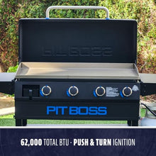 Pit Boss 4-Burner Propane Gas Deluxe Fold & Go Portable Griddle Grill with Hard Cover, 753-Sq. In. (37" L x 20" W) Cooking Space, 62,000 BTU, for Tailgating, Camping, and Traveling, Black