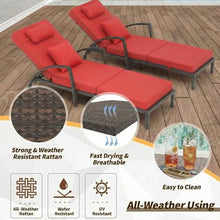 TrailBlaze 2-Piece Rattan Patio Chaise Lounge Set - 5-Position Adjustable Folding Recliner Chairs with Cushions & Pillows - Perfect for Poolside, Backyard, Deck, Porch