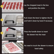 AMQYDT Manual Mutton Kebab Machine, 10 Holes BBQ Bamboo Skewer Meat Making Machine, Stainless Steel Skewers Brochette Beef Skewer Making Machine, Kebab Maker Press Mould, for Kitchen Picnic Camping