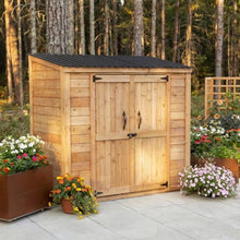 Outdoor Living Today 3 ft. D x 6 ft. W Cedar Wood Garden Chalet Shed with Double Doors and Metal Roof (18 sq. ft.) (Metal Roof)