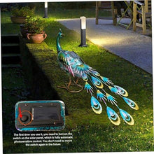 GeRRiT Metal Peacock Statue with Solar LED Lights 23.03x6.10x15.55inch