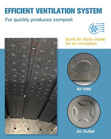 EJWOX Insulated Compost Bin with Ventilation System - Quickly Composting All Year Round, A Reservoir at The Bottom Design to Collect The Leachate (30 Gal, Black)