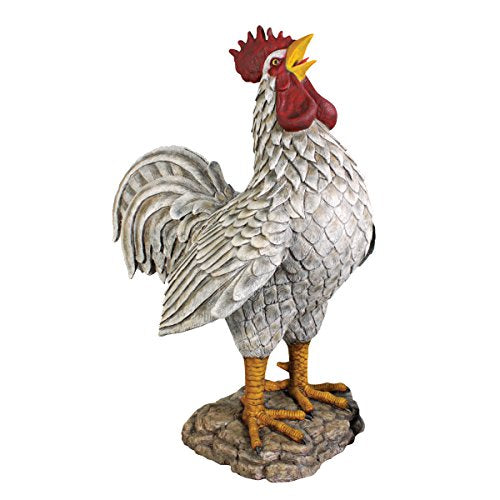 Design Toscano Cock-a-doodle-do, Giant Roadside Rooster Garden Statue, Multicolored