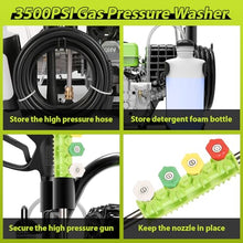 Commercial 3500PSI Gas Pressure Washer, 2.4GPM 79.7CC 2.5 HP Professional Gas Power Washer with 5 Nozzles 25FT Hose 1LFoam Bottle for Car Fence Driveway Yard Garden (EPA/CARB/ETL Compliant), Green