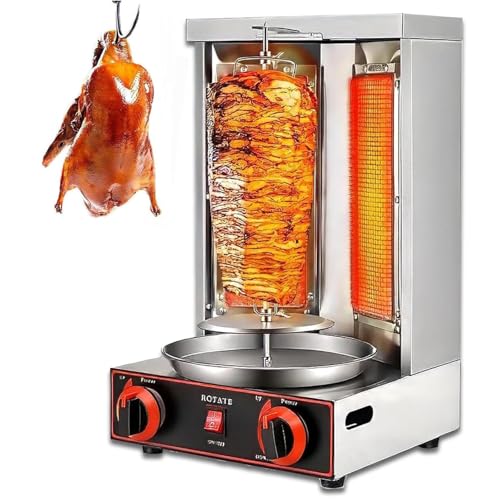 Eastnmythet Vertical Kebab Machine, Auto-Rotate Kebab Grill, Gas Rotisserie Oven for Commercial and Home Use, Kebab Maker with 2 Burners