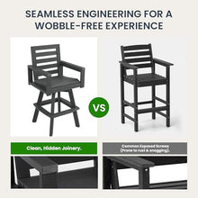KEIKI HDPE Outdoor Swivel Bar Stools Set of 1, 360° Bar Height Patio Chairs with Ladderback Design, Weather-Resistant Lawn & Deck Seating, Slate Gray