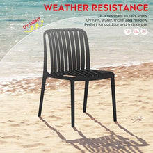 Costaelm 6 Chairs Dining Table Set, Patio Breakfast Coffee Table and Stackable Chairs, Outdoor Dining Set, Modern Backyard Deck Furniture Set for Restaurant, Black