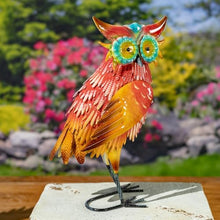 Zaer Ltd. Set of 6 Assorted Hand-Painted Metal Owl Figurines Indoor Outdoor Garden Decor