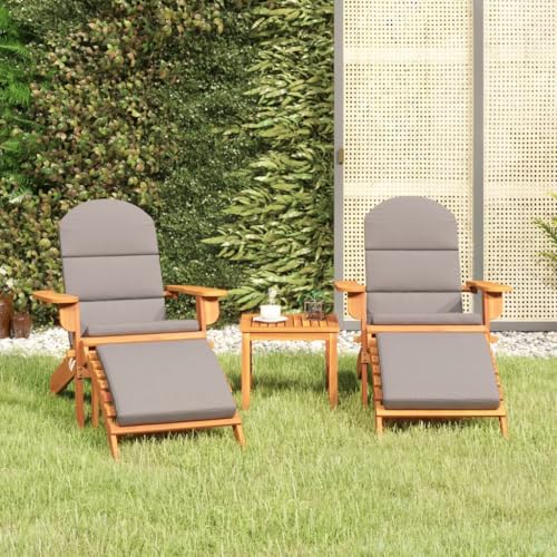 LPERTGFHU 3 Piece Adirondack Chair Set, Solid Acacia Wood Patio Lounge
