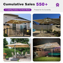 OROTLECT 12' x 9' Rectangular Thicker Pole Solar Lights Cantilever Umbrella With Base,Beige