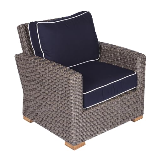 Royal Teak Collection SBCC-Navy Sanibel Outdoor Club Chair with Navy Seat