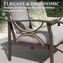 70” All-Weather Metal 3-Seat Patio Sofa, Khaki Frame with Gray Cushions