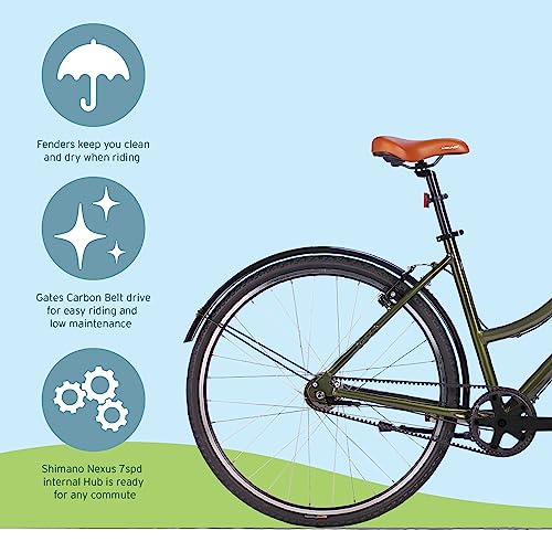 Head Groove Belt Drive Comfort Hybrid Bike Green
